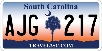 SC license plate AJG217