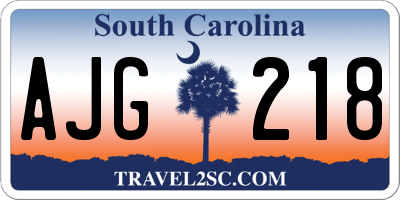SC license plate AJG218