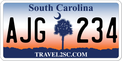 SC license plate AJG234
