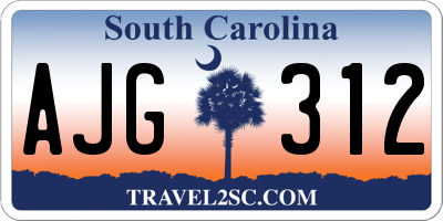SC license plate AJG312