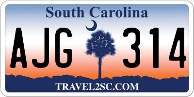 SC license plate AJG314