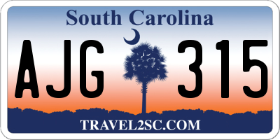 SC license plate AJG315