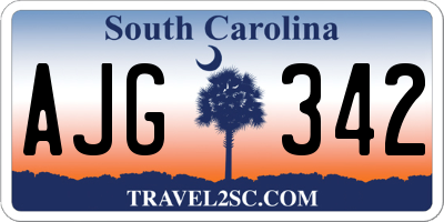 SC license plate AJG342