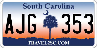 SC license plate AJG353