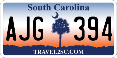 SC license plate AJG394