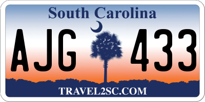 SC license plate AJG433