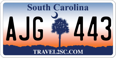 SC license plate AJG443