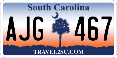SC license plate AJG467