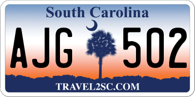SC license plate AJG502