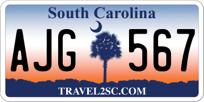 SC license plate AJG567