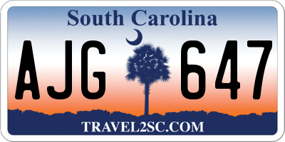SC license plate AJG647