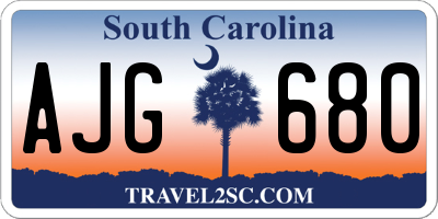 SC license plate AJG680