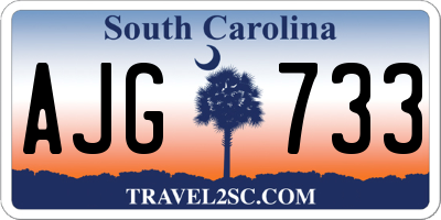 SC license plate AJG733