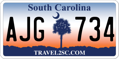 SC license plate AJG734