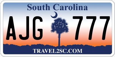 SC license plate AJG777
