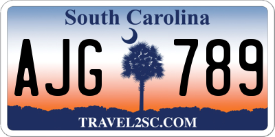 SC license plate AJG789
