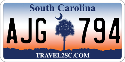 SC license plate AJG794