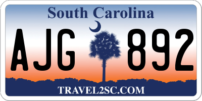 SC license plate AJG892
