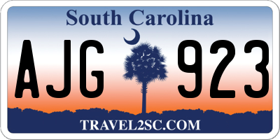 SC license plate AJG923