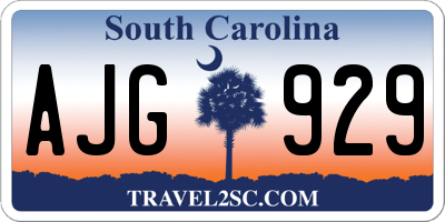 SC license plate AJG929