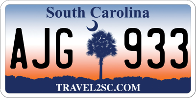 SC license plate AJG933