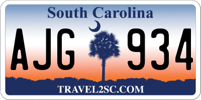 SC license plate AJG934