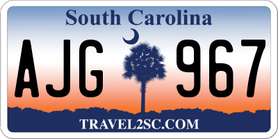 SC license plate AJG967