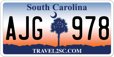 SC license plate AJG978