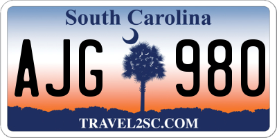 SC license plate AJG980