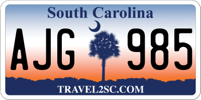 SC license plate AJG985