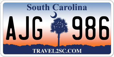SC license plate AJG986