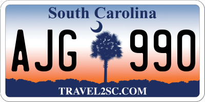 SC license plate AJG990