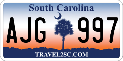 SC license plate AJG997