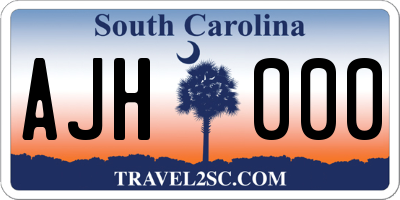 SC license plate AJH000