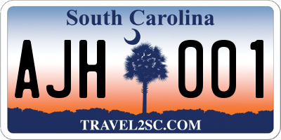 SC license plate AJH001