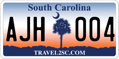 SC license plate AJH004