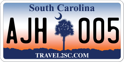 SC license plate AJH005
