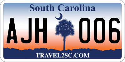 SC license plate AJH006