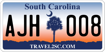 SC license plate AJH008