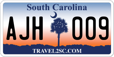 SC license plate AJH009