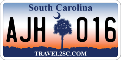 SC license plate AJH016