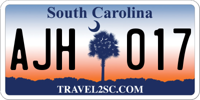 SC license plate AJH017