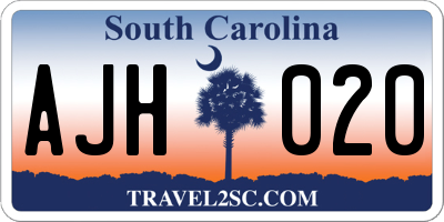 SC license plate AJH020