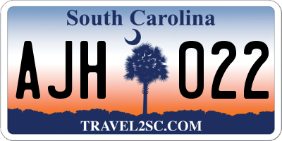 SC license plate AJH022