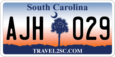 SC license plate AJH029