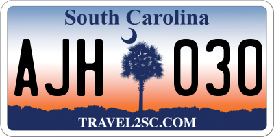SC license plate AJH030