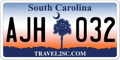 SC license plate AJH032