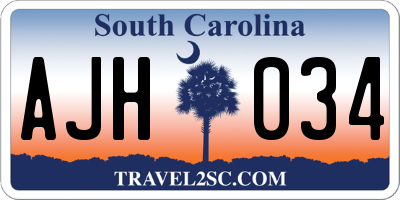 SC license plate AJH034