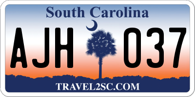 SC license plate AJH037