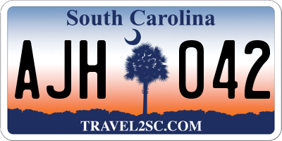 SC license plate AJH042